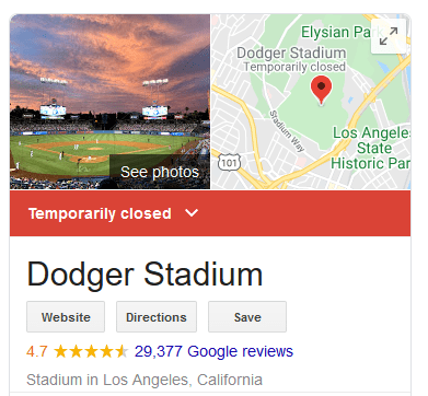 Dodg Stadium closed
